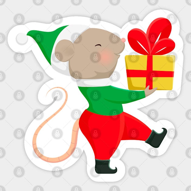 Cute Santa helper in Christmas elf costume. Sticker by CraftCloud